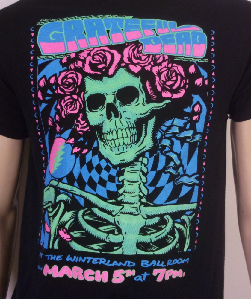 EUC 2019 Liquid Blue Grateful Dead Winterland Ballroom T-Shirt Black Light SZ M