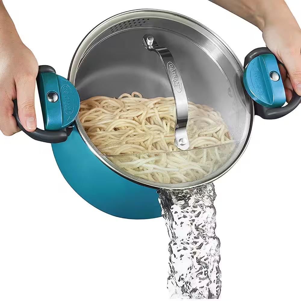 NEW Aqua Blue 5 qt. Non-Stick Aluminum Ti-Ceramic Pasta Pot
