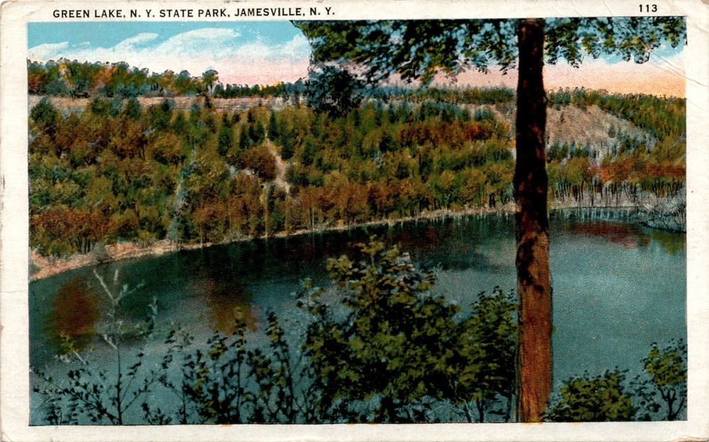 GREEN LAKE, N. Y. STATE PARK, JAMESVILLE, N. Y. Postcard