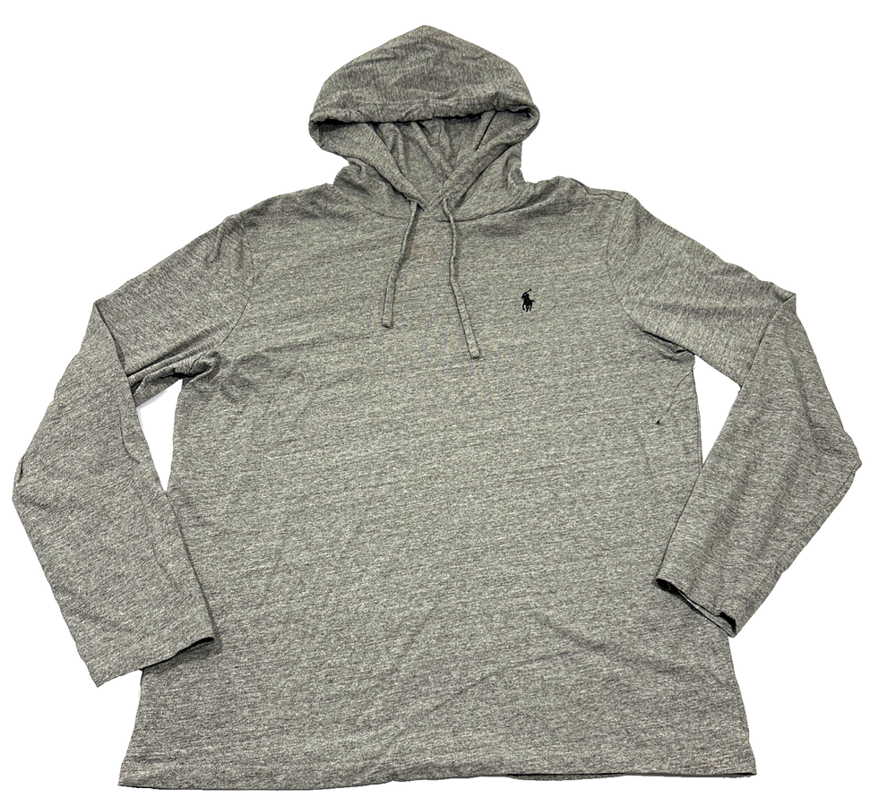 Polo Ralph Lauren Hooded T-Shirt Mens L Gray Hoodie Pony Lightweight NWOT