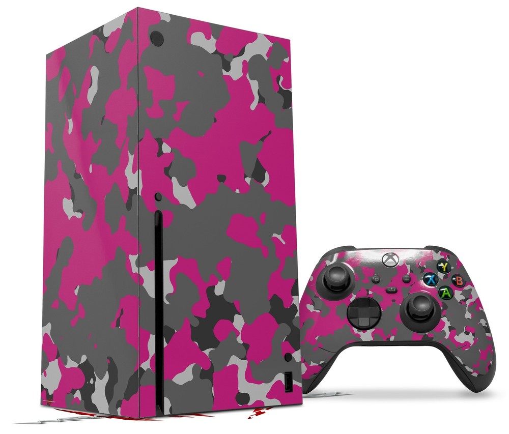 Skin Set for XBOX Series X Old School Camouflage Camo Fuschia Hot Pink