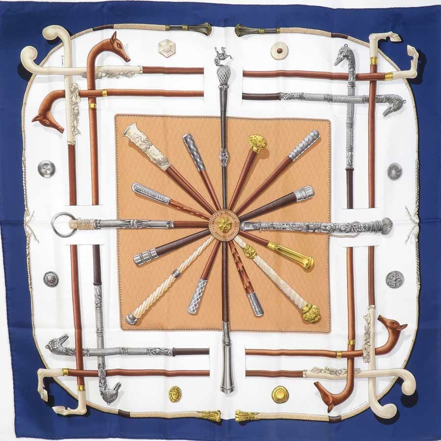 HERMES Scarf Carre 90 Cannes Pommeaux Silk Luxury Fashion From Japan