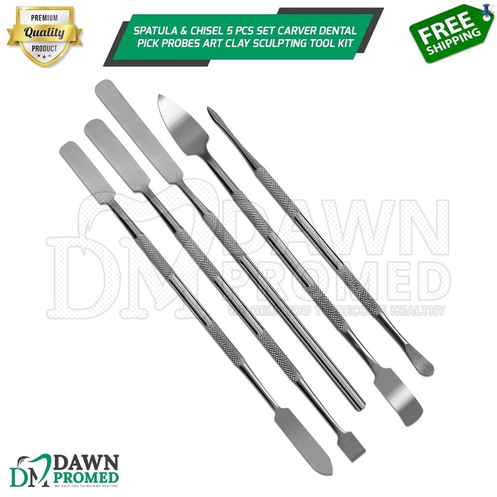 Spatula & Chisel 5 Pcs Set Carver Dental Pick Probes Art Clay Sculpting Tool Kit