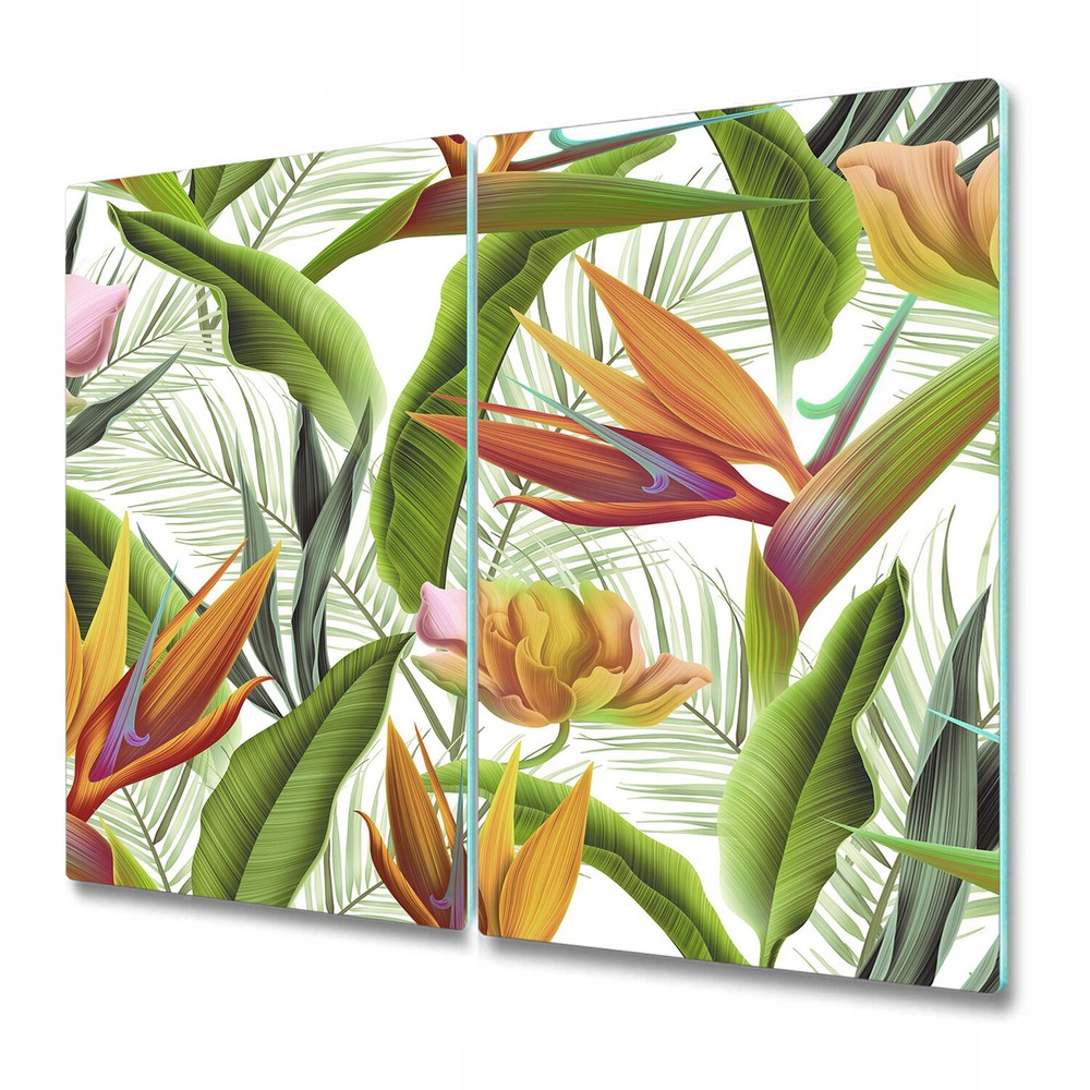 Glass Cutting Board Tropical Leaves jungle flora flowers leaves holiday bush