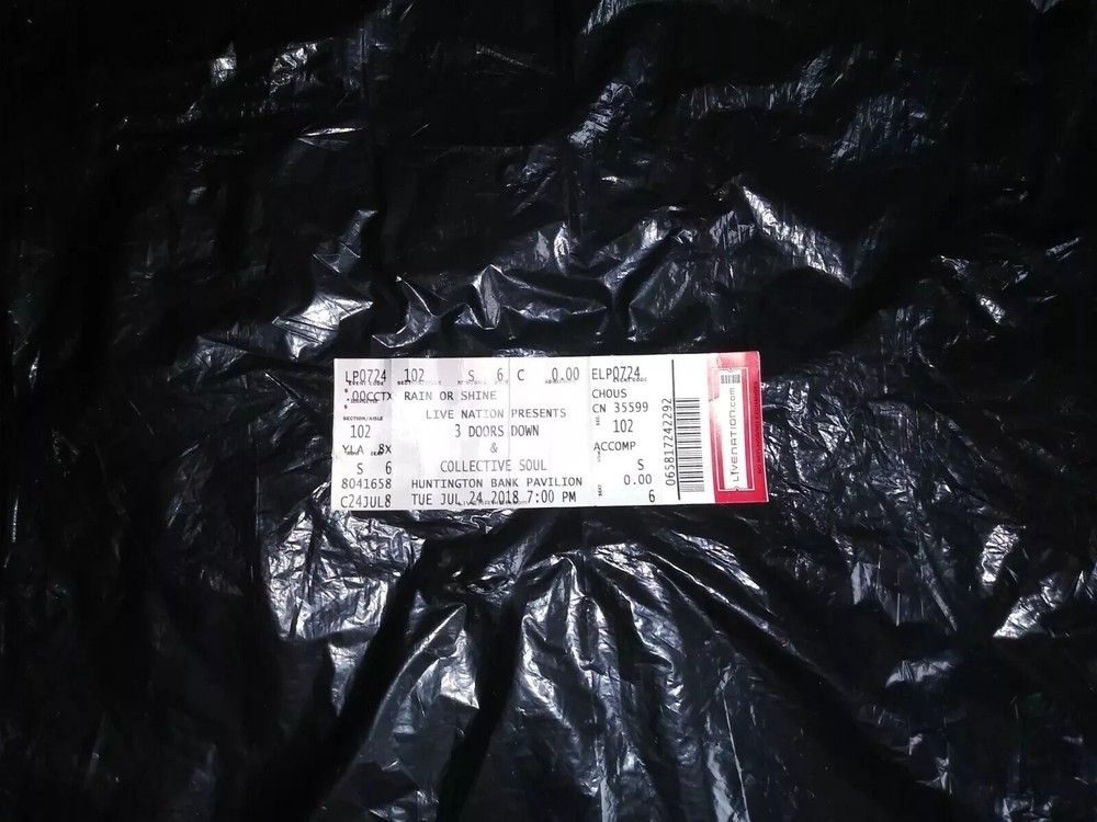 Three Doors Down & Collective Soul Chicago 7/24/18 2018 Concert Ticket Stub