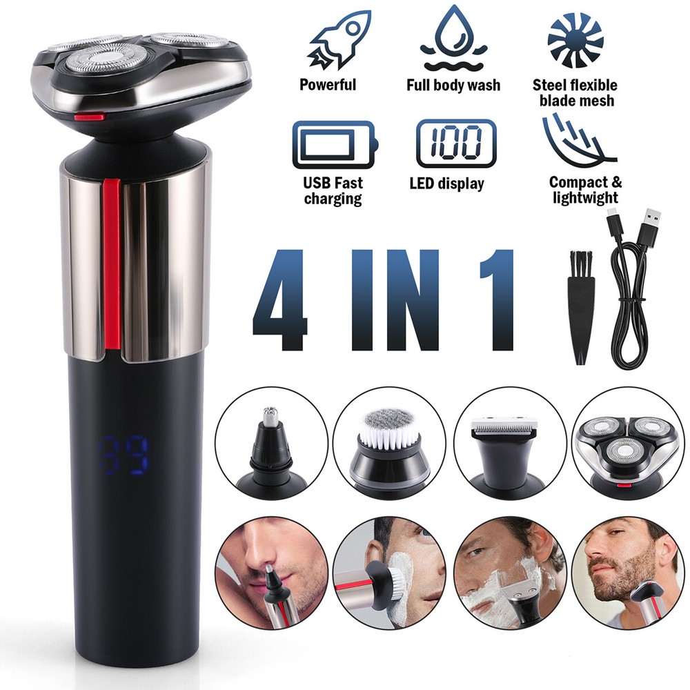 Men USB Electric Shaver Beard Shaving Wet/Dry Trimmer Rotary Razor Rechargeable