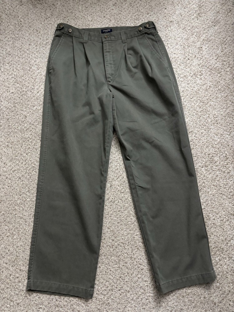 Vintage Dockers Pants Mens Sz 36x30 Green Pleated Twill Military Khaki USA Made