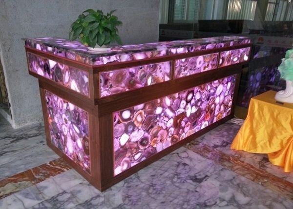 36x24 Purple Agate Stone Side Table with Countertop for Living Room