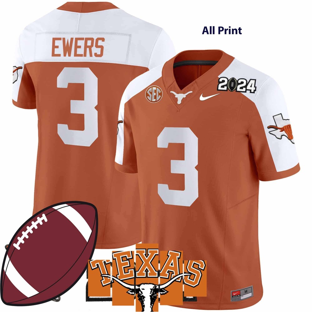Texas Longhorns Quinn Ewers #3 Football Jersey – Custom All-Print Options