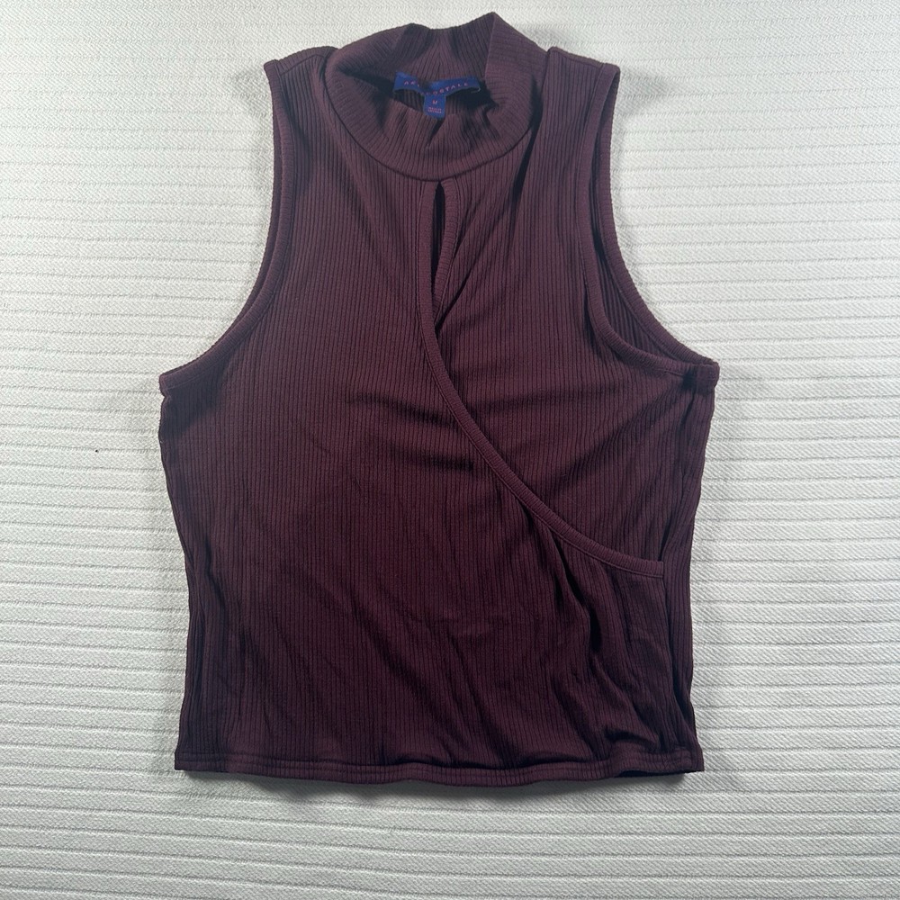 Aeropostale Women’s Medium Burgundy Ribbed Sleeveless Mock Neck Wrap Tank Top