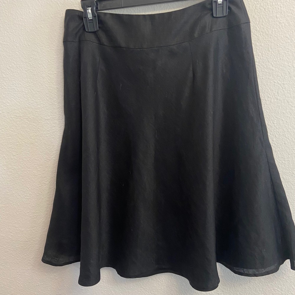 Ann Taylor Women's Size 6 Black Linen Skirt A Line Button Detail Career Casual