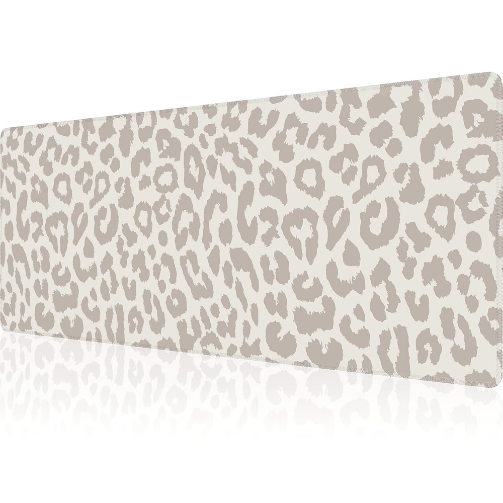 XL Grey Leopard Gaming Mousepad - 31.5x11.8 Large Desk Mat for Gamers
