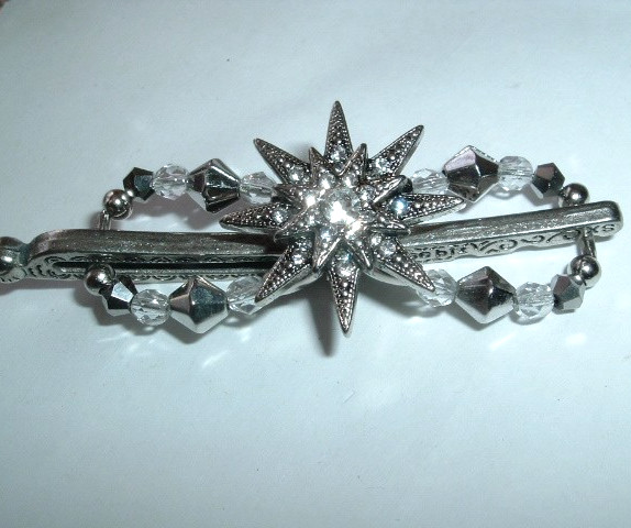 Extra Small Lilla Rose Flexi Hair Clip Crystal and Silver Star New w Tag