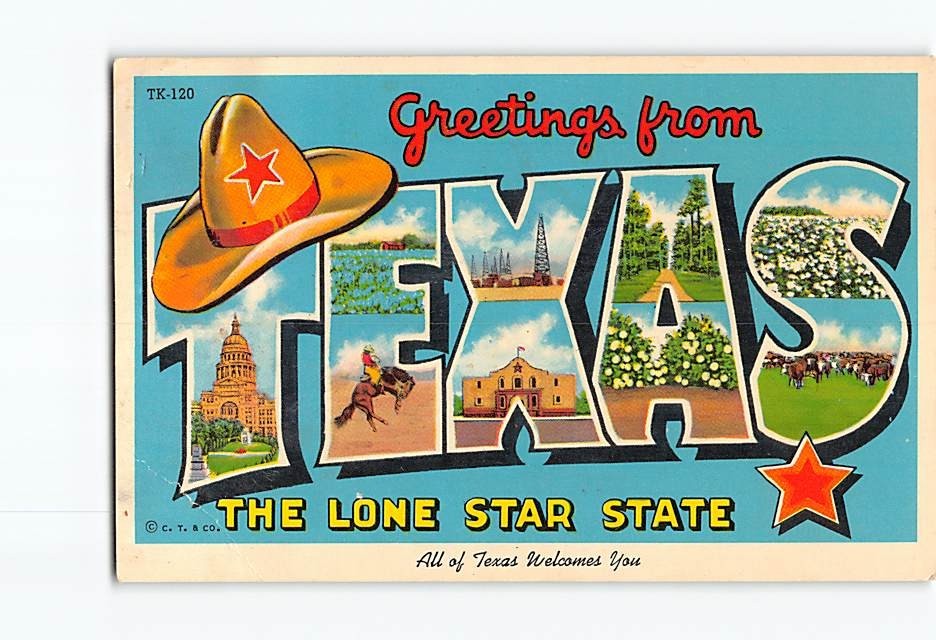 Postcard Scenes & Views Greetings from Texas USA