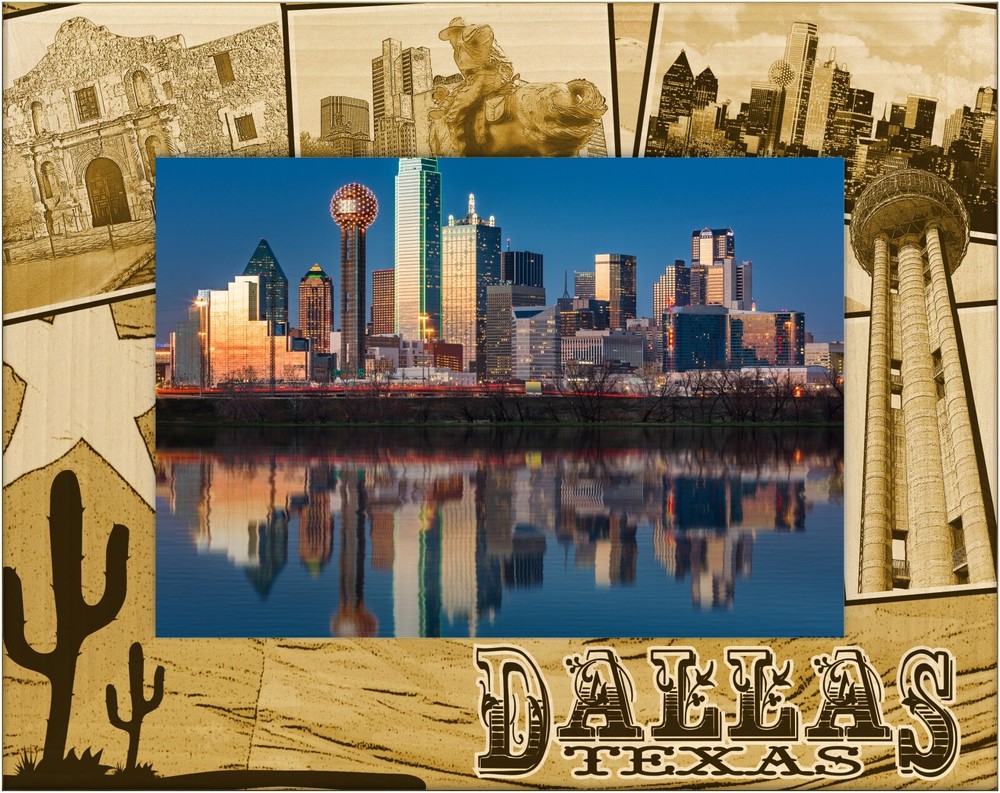 Dallas Texas Laser Engraved Wood Picture Frame Landscape (4 x 6)