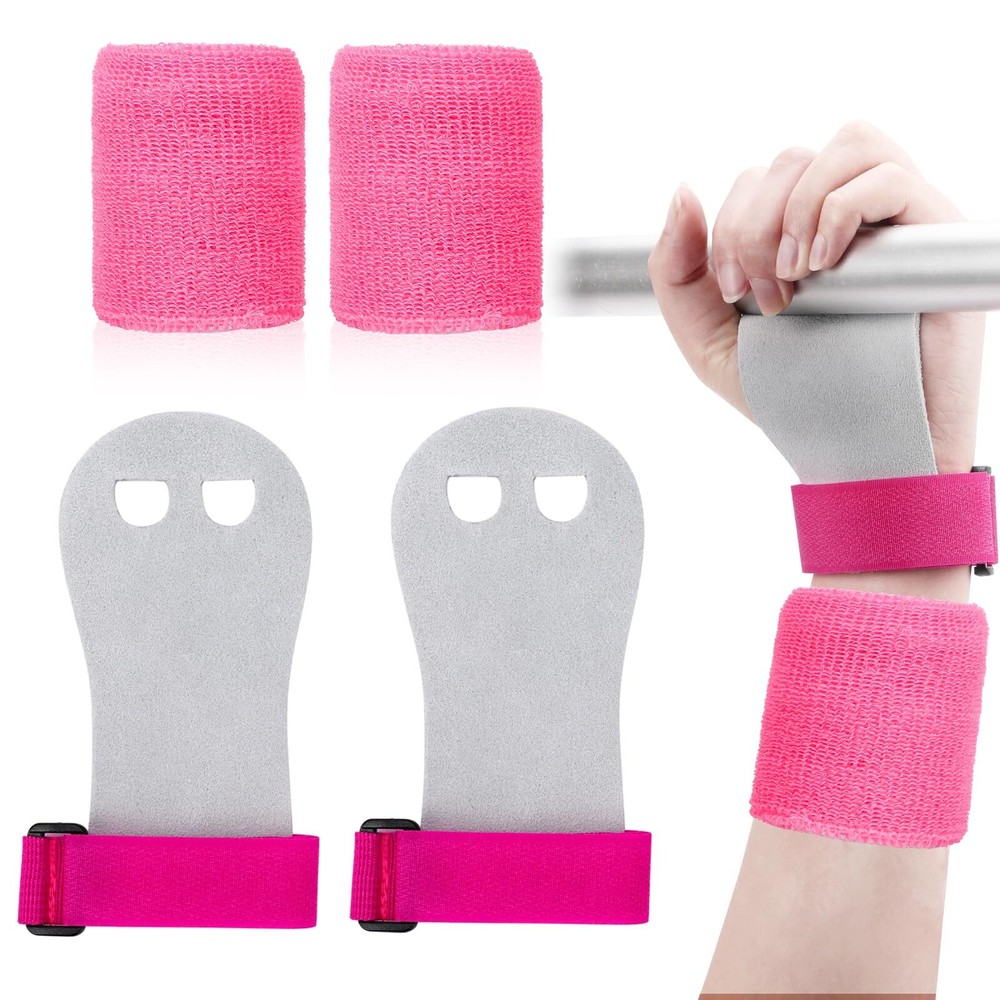 2 Pcs Gymnastics Grips Wristbands Sets Sweatbands Headband Set Pink Gymnastic...