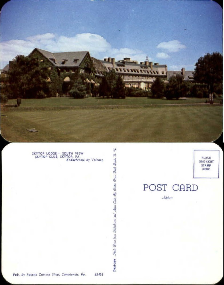 Skytop Lodge Club southern view Pennsylvania PA unused vintage postcard