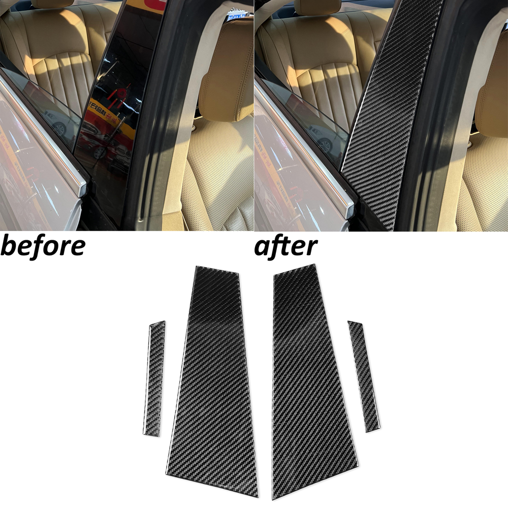4Pcs Real Carbon Fiber B-Pillar Trims for 2004-2009 Benz GLS C219 Exterior Upgrade
