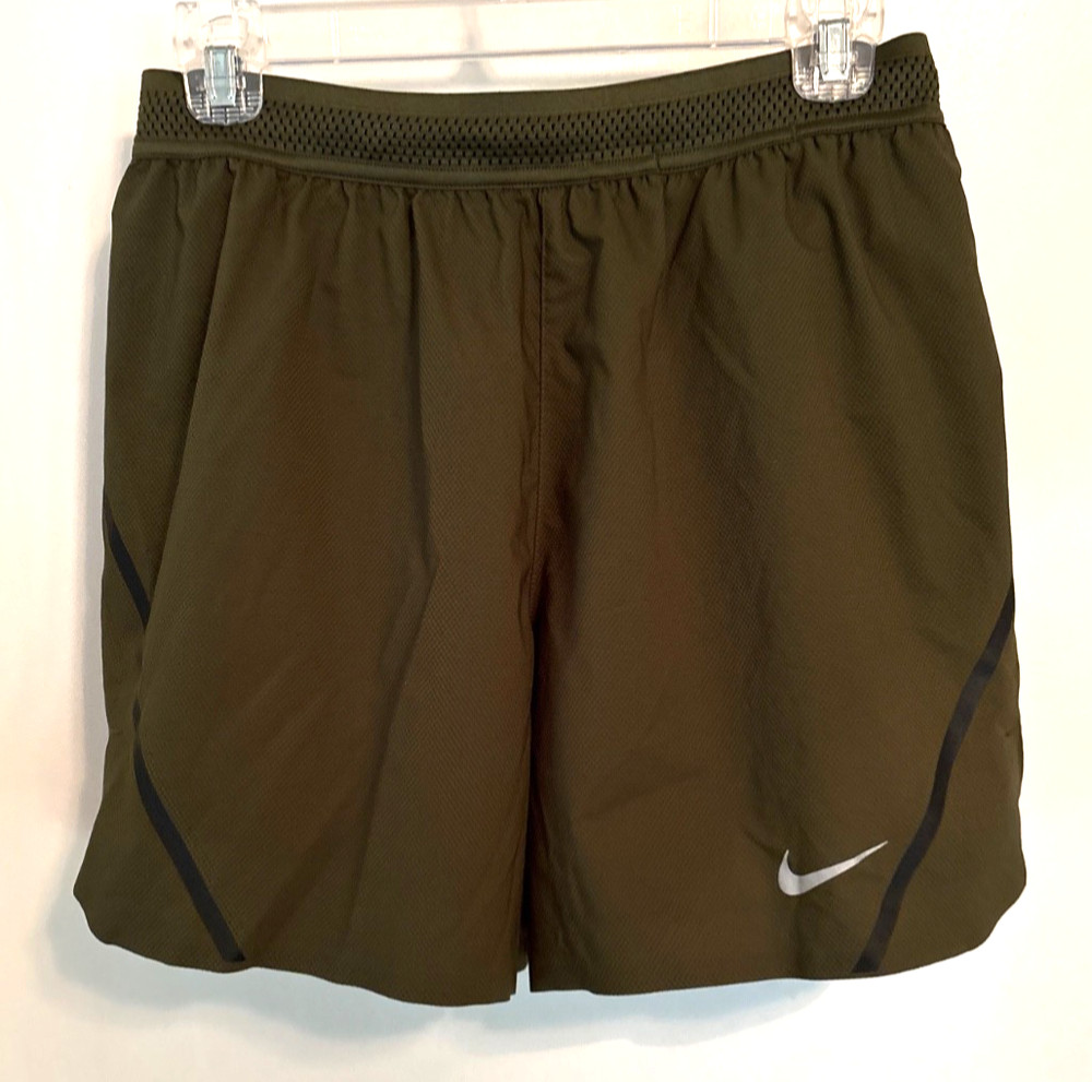 Nike Aeroswift Men's Running Shorts Olive Green Performance Wear