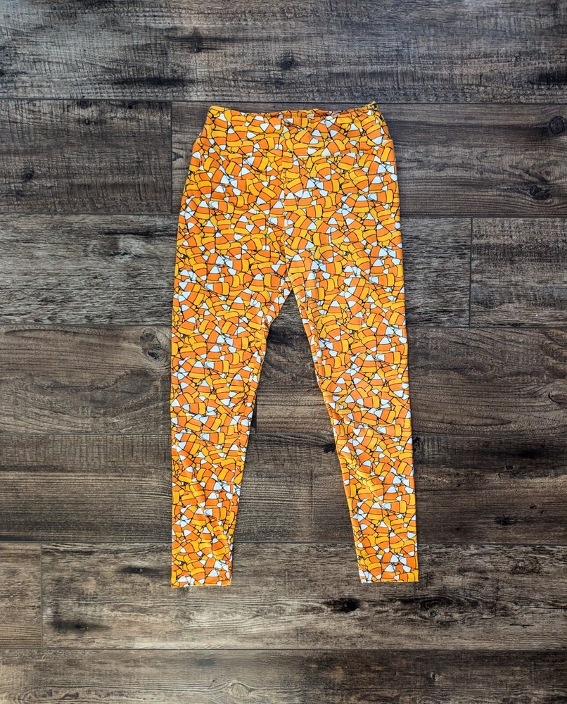 LuLaRoe Candy Corn Leggings OS  EUC Halloween Autumn