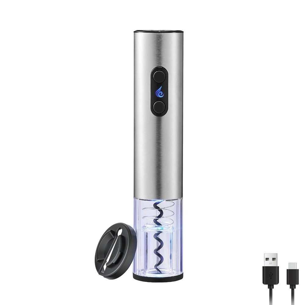 Rechargeable Stainless Steel Electric Wine Opener with Foil Cutter