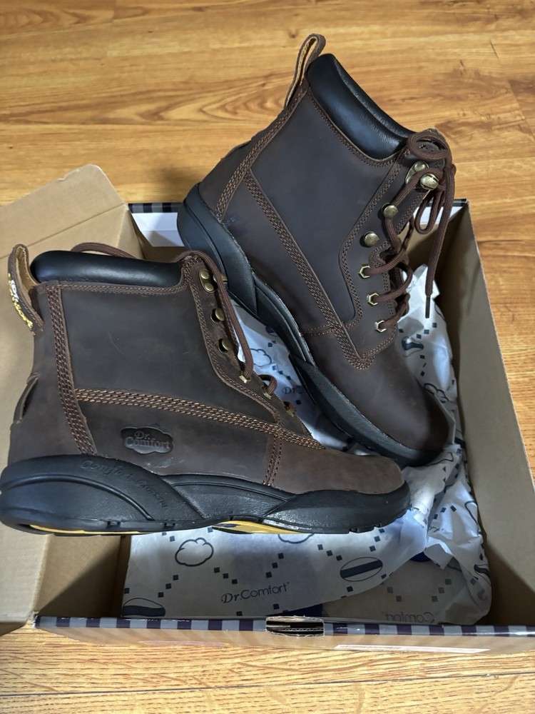 Dr. Comfort Mens Work/Hiking Boots Size 11M Leather Boss #9520 Chestnut Brwn NEW