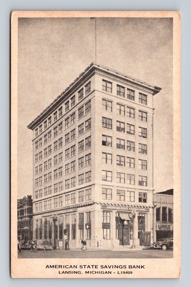 Lansing MI-Michigan, American State Savings Bank, Antique, Vintage Postcard