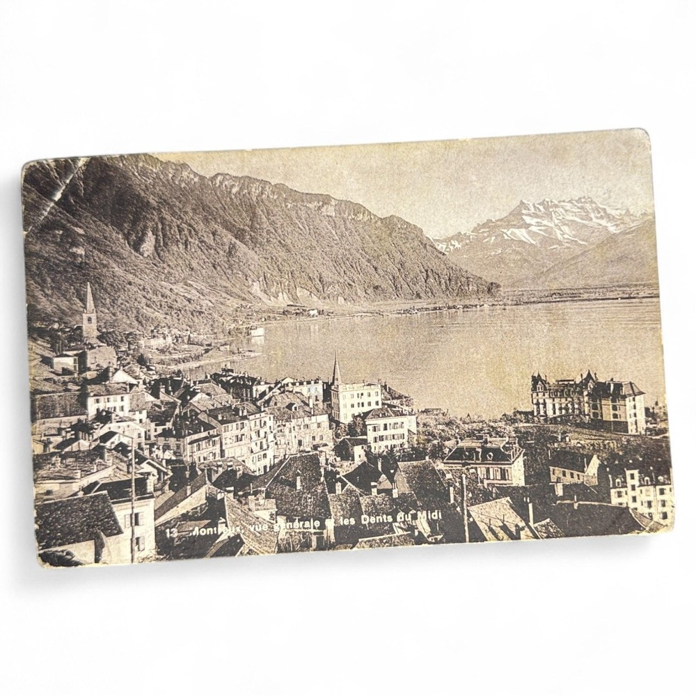 Antique 1908 Montreux Switzerland Postcard Lac Leman Dents Du Midi S.A. Schnegg