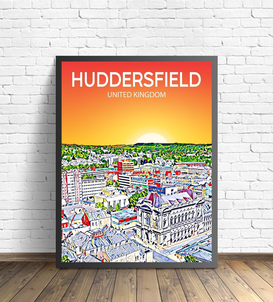 Huddersfield Uk Art Poster Sunset Night Poster Art Print Huddersfield City
