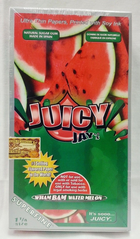 24 Packs Juicy Jay Superfine Wham Bam Watermelon 1 1/4 Rolling Papers Free Shipping