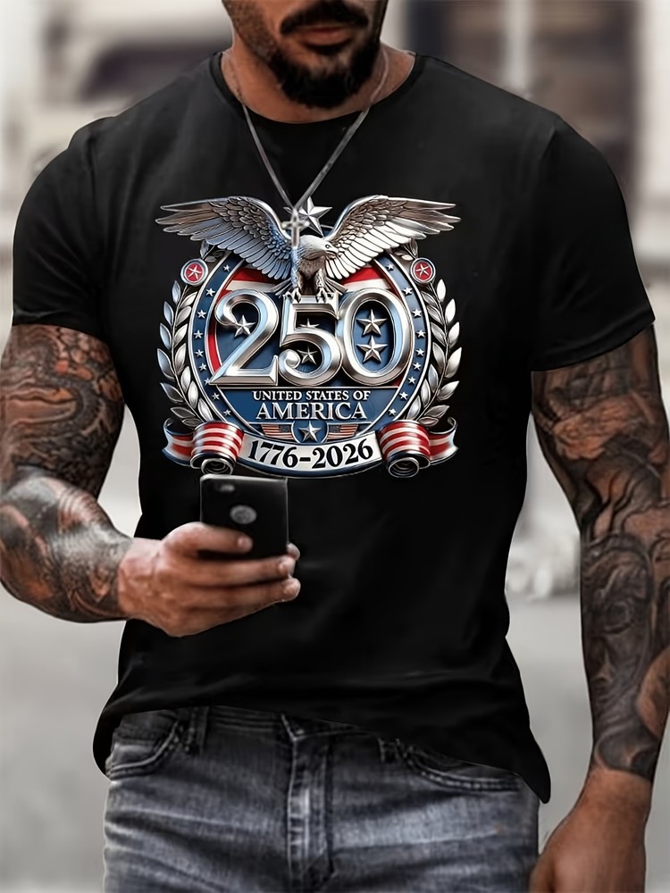 USA 250th Anniversary Eagle T Shirt Patriotic Graphic Casual Streetwear Tee