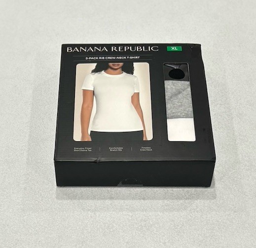Banana Republic Women's 3-Pack Rib Crew-Neck T-Shirt, Multi, Size XL