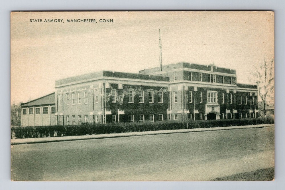Manchester CT-Connecticut, State Armory, Antique Vintage Souvenir Postcard