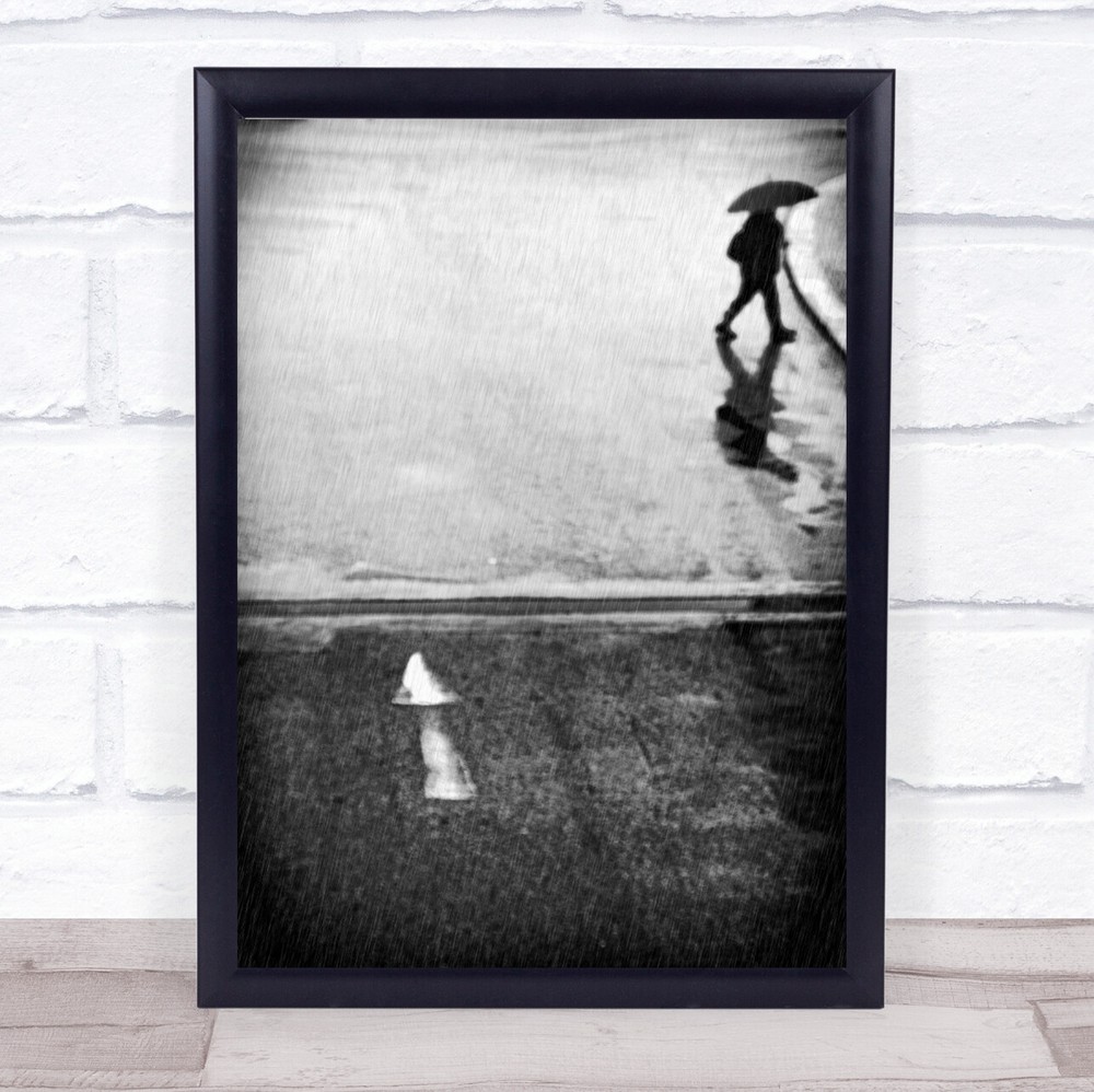 Person Umbrella Street Raining Wet Rainfall Arrow Walk Wall Art Print