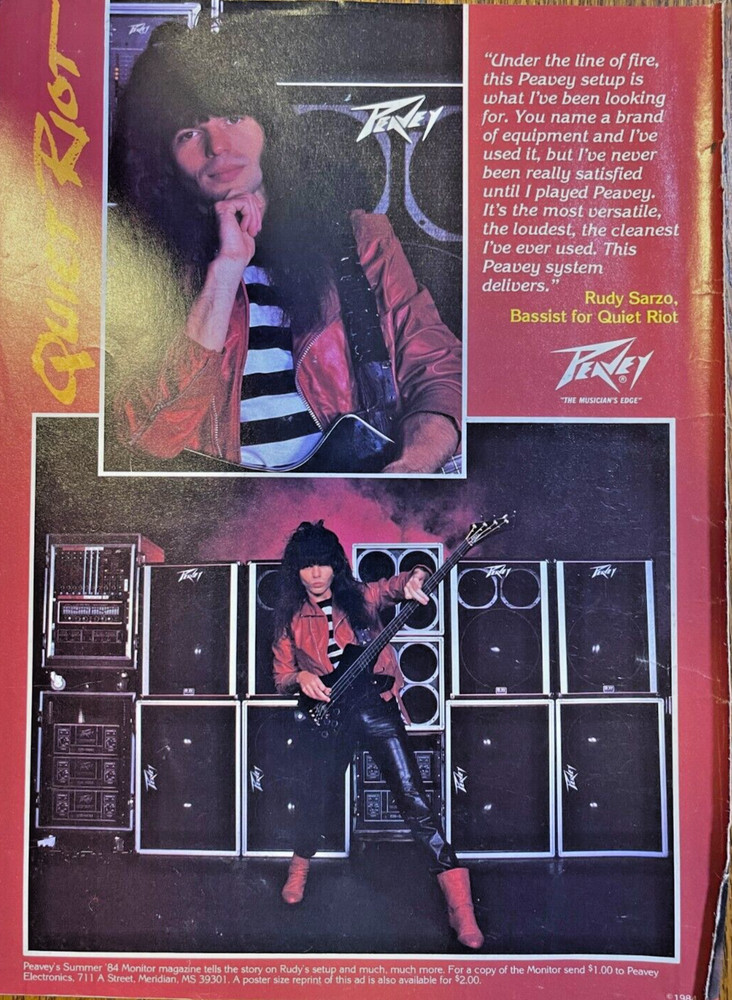 Vintage Magazine Advertisement 1984 Quiet Riot Peavey Amplifiers