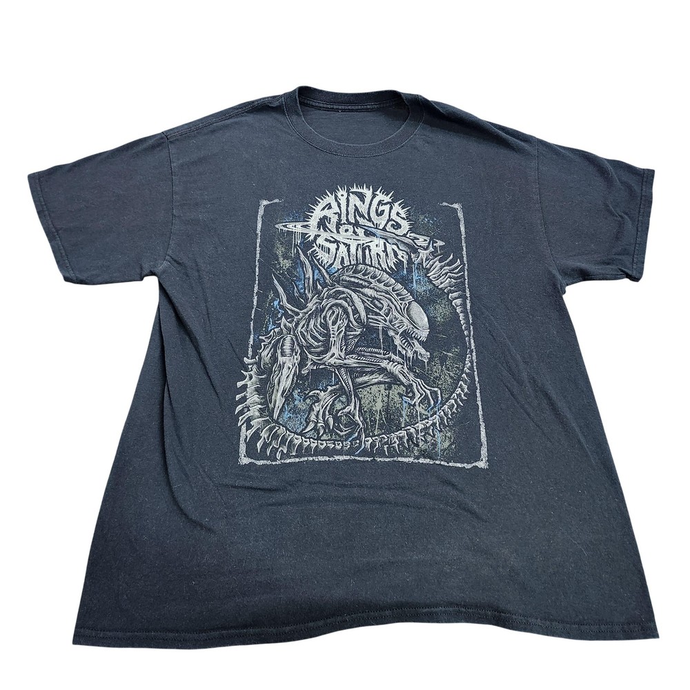 Rings Of Saturn Shirt Mens Large Black Alien Graphic Tee Metal Band Sci-Fi