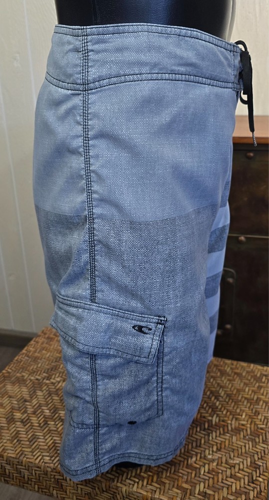 O'Neill Swim Trunks Board Shorts Striped Gray Black Beach Men's Size 40