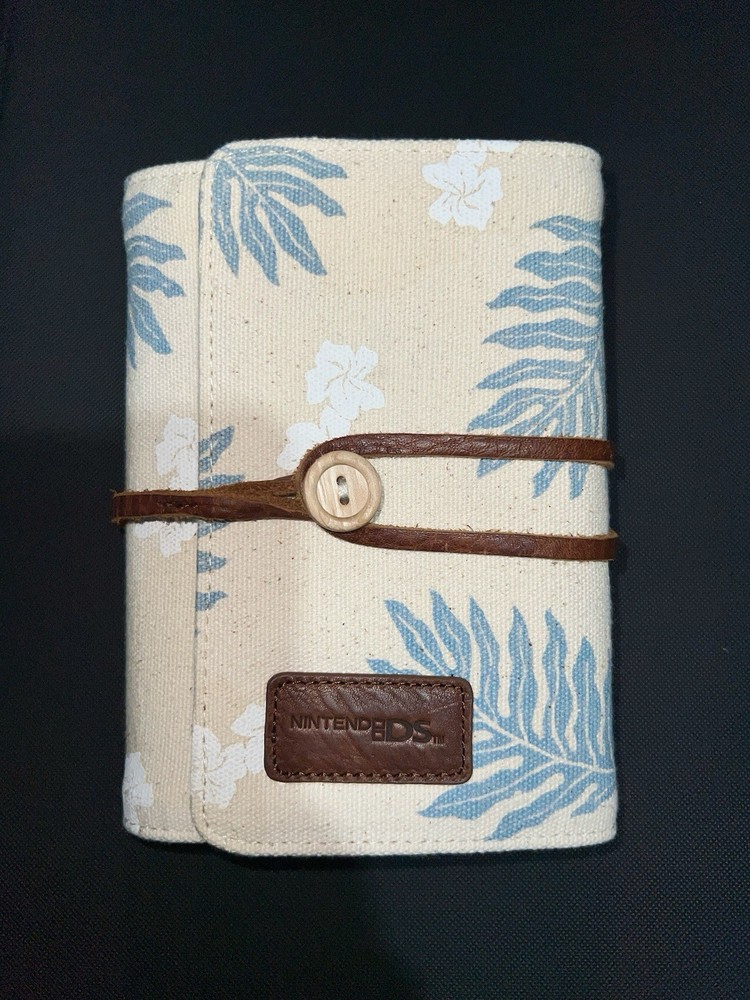 Nintendo DS Lite Canvas Floral Leaf Carrying Case Organizer With Game Storage