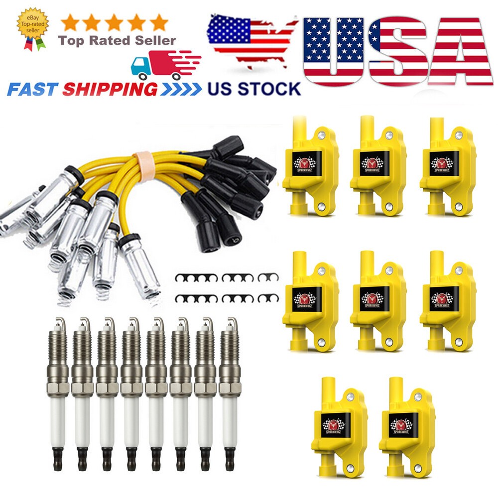 High Performance Ignition Coil Spark Plug Wire Kit for Chevy GMC 5.3L 6.2L V8 Engines UF413