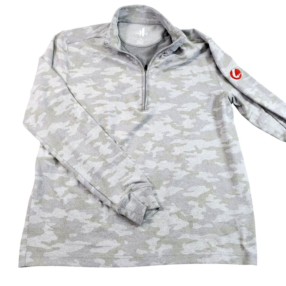 Johnnie-O Pullover Mens Medium Gray Camo 1/4 Zip Long Sleeve Shirt Performance
