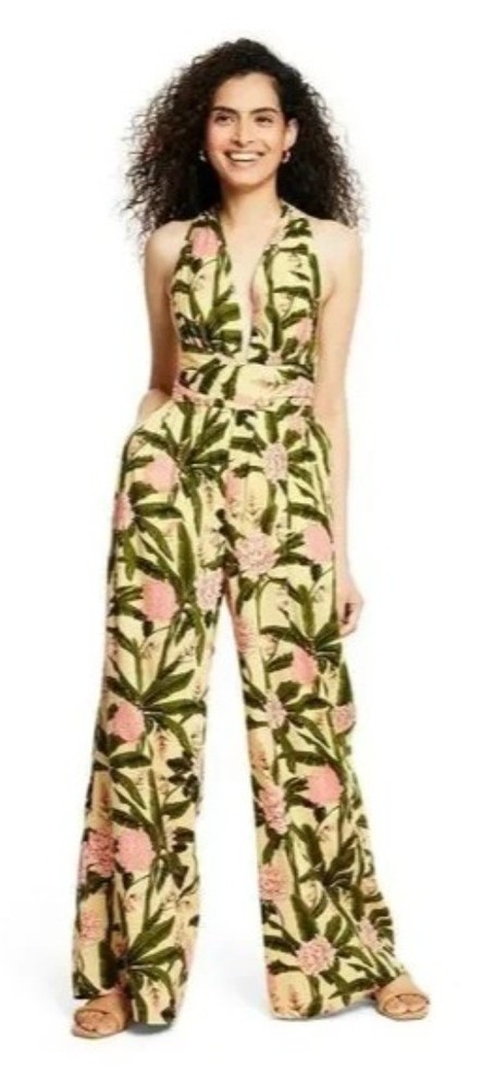 Agua Bendita X Target Women’s M Tropical Floral Halter Romper Vacation Resort