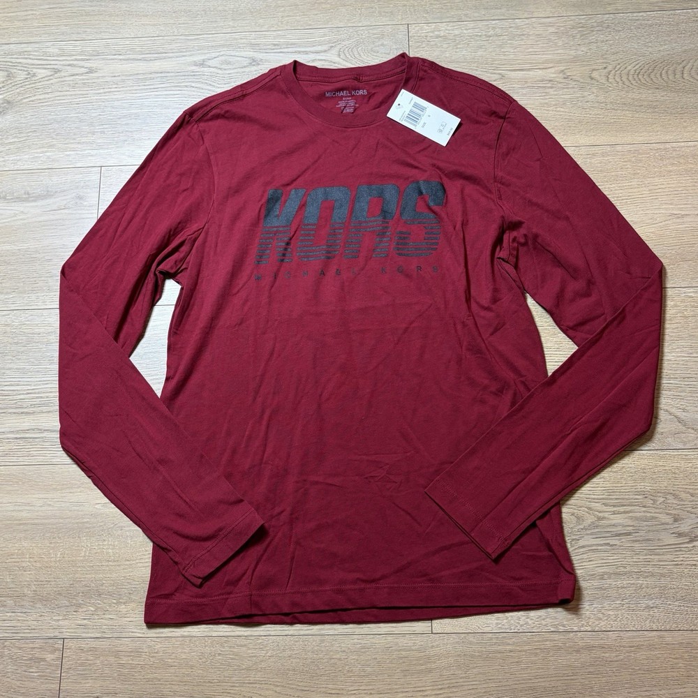 Michael Kors Long Sleeve Spell Out T-Shirt Red Size S NEW NWT Cotton