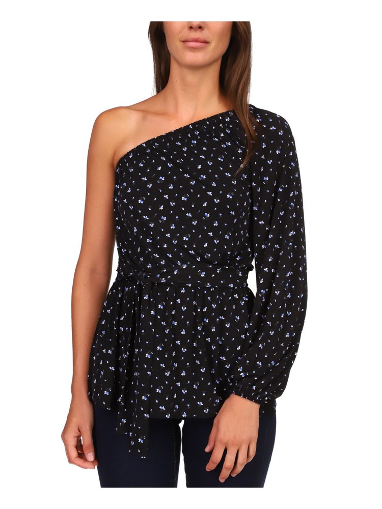 MICHAEL MICHAEL KORS Womens Blue Tie Long Sleeve Tunic Top Petites P\XS