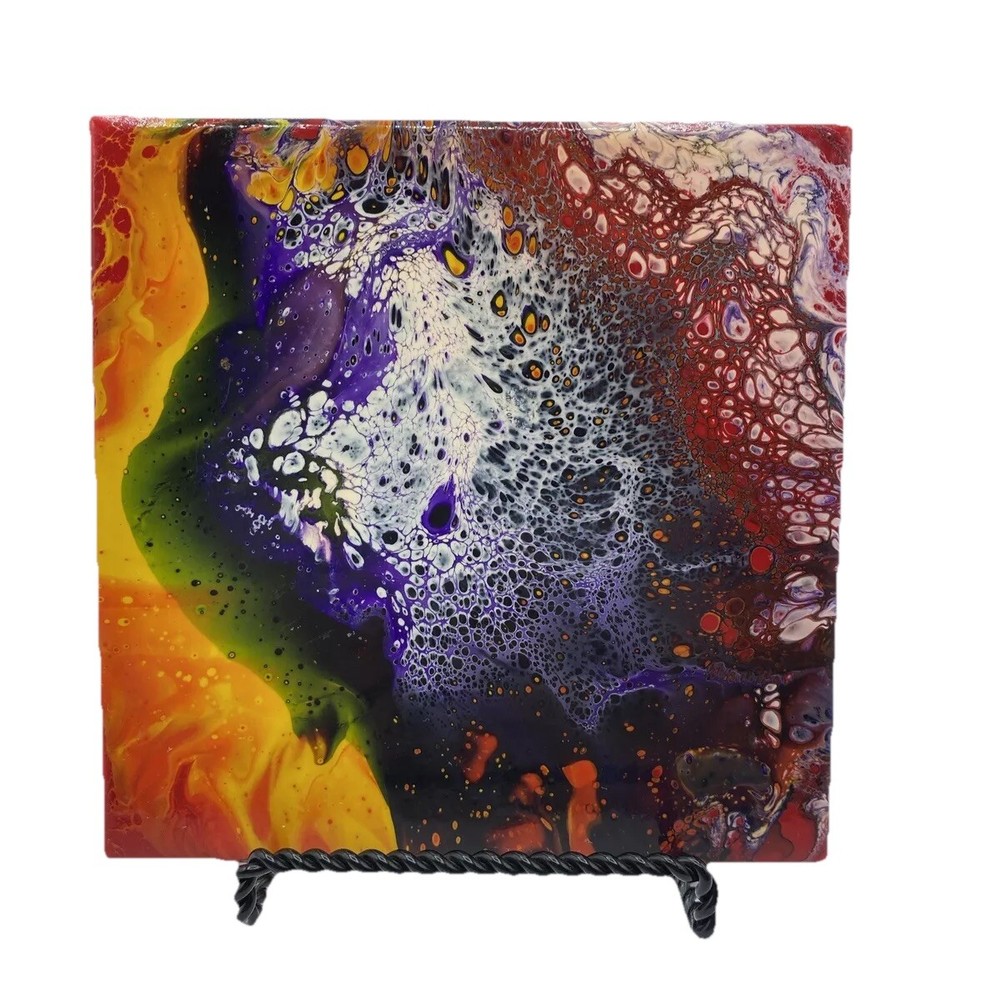 Abstract Art Painting Ceramic Tile Coaster Hand Painted-image
