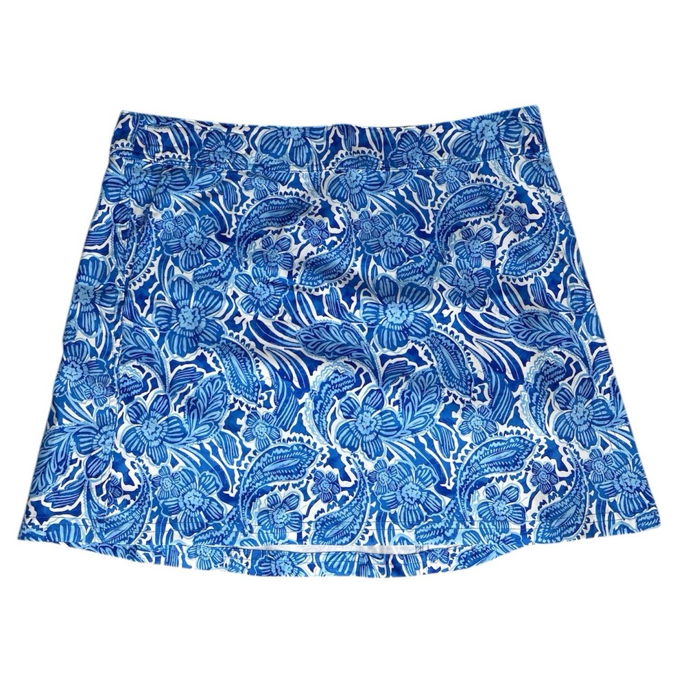 Ripskirt Hawaii Blue Floral Tropical Wrap Skirt Pockets Size Large Length 1