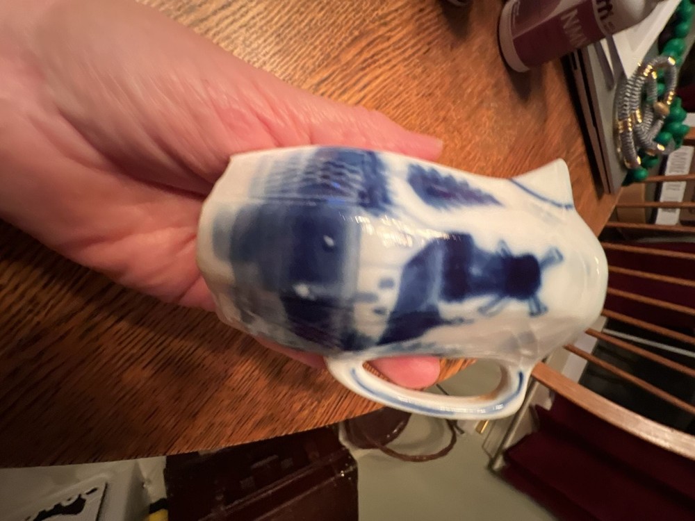 Vintage Blue and White Porcelain Creamer Pitcher