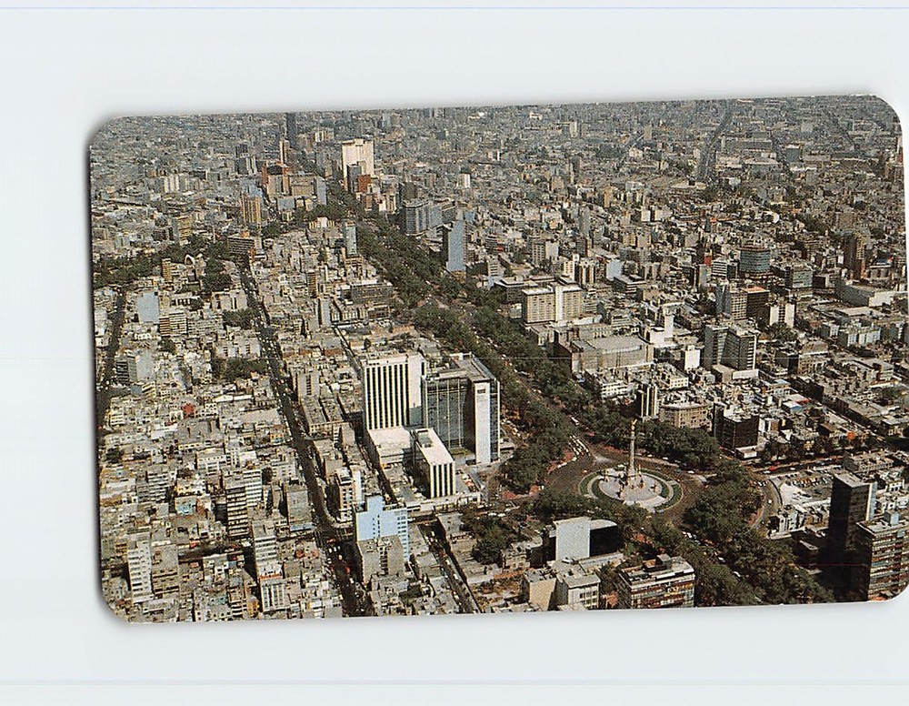 Postcard Air view looking down Reforma Blvd. Mexico City Mexico