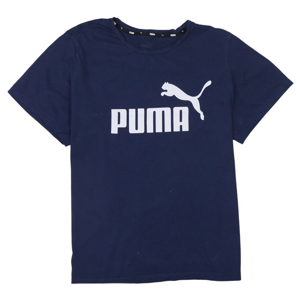 Puma Womens T Shirt Navy Blue Cotton Big Logo Graphic Sports Short Sleeve XXL