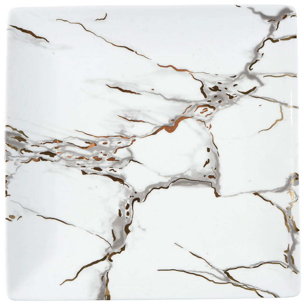 Grace's Teaware Grey Gold Marble Square Dinner Plate 11133365