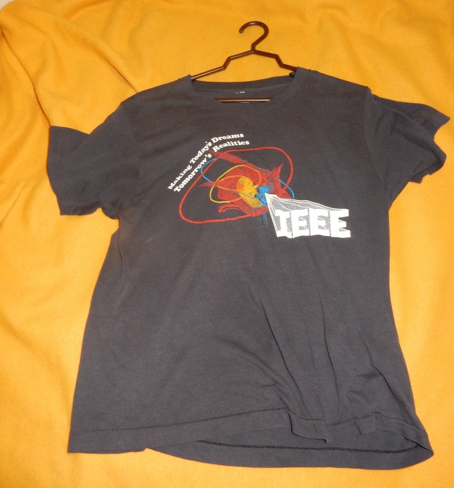 Vintage 1980s IEEE T Shirt Large Black Single Stitch Graphic Engineering Electro